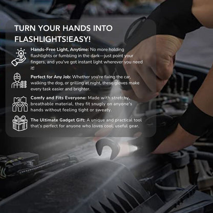 Serenosole™ LumiGloves LED Flashlight Gloves| Lights up your hands so you can work in the dark | Brightest Gloves 2024