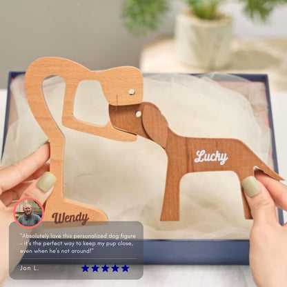 Serenosole™ WoodyPaws Personalized wooden dog-loving figure | Custom wooden figure that&